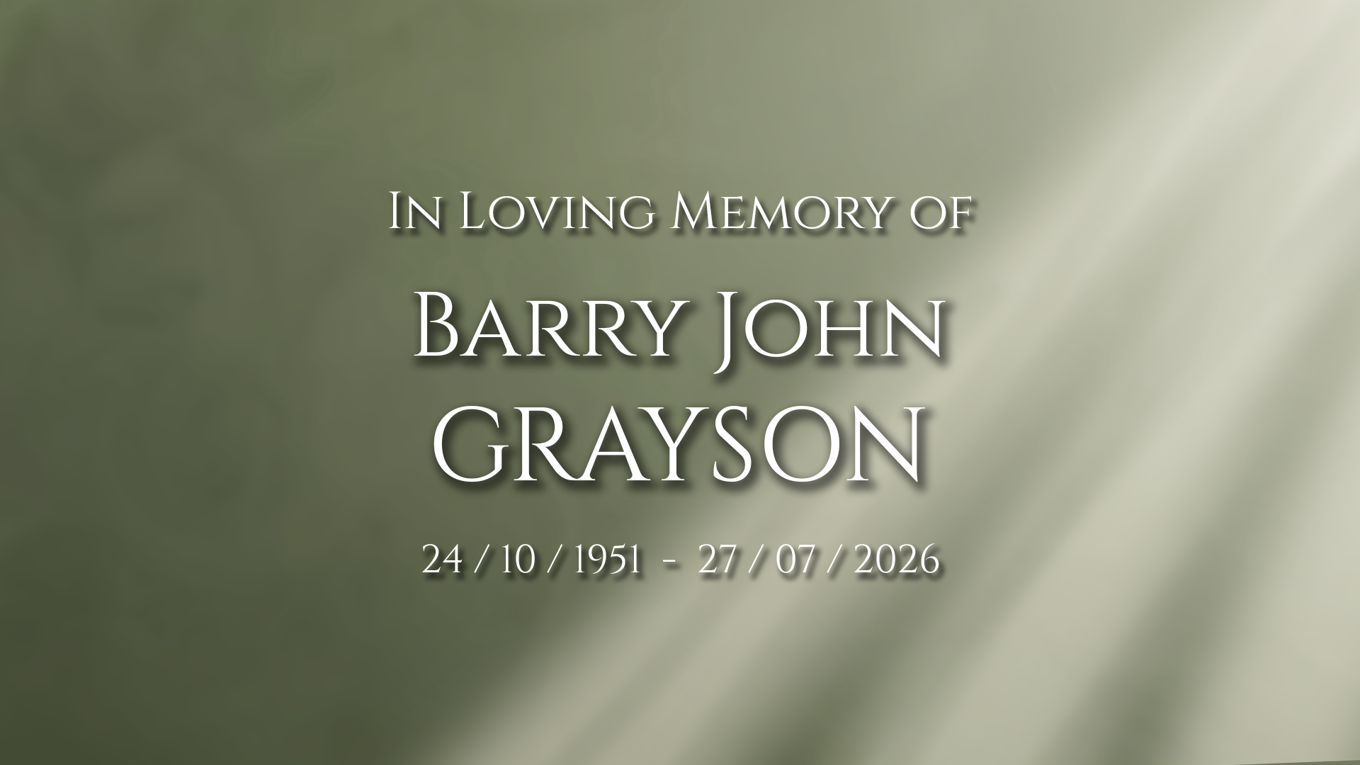 Portrait of Barry John Grayson