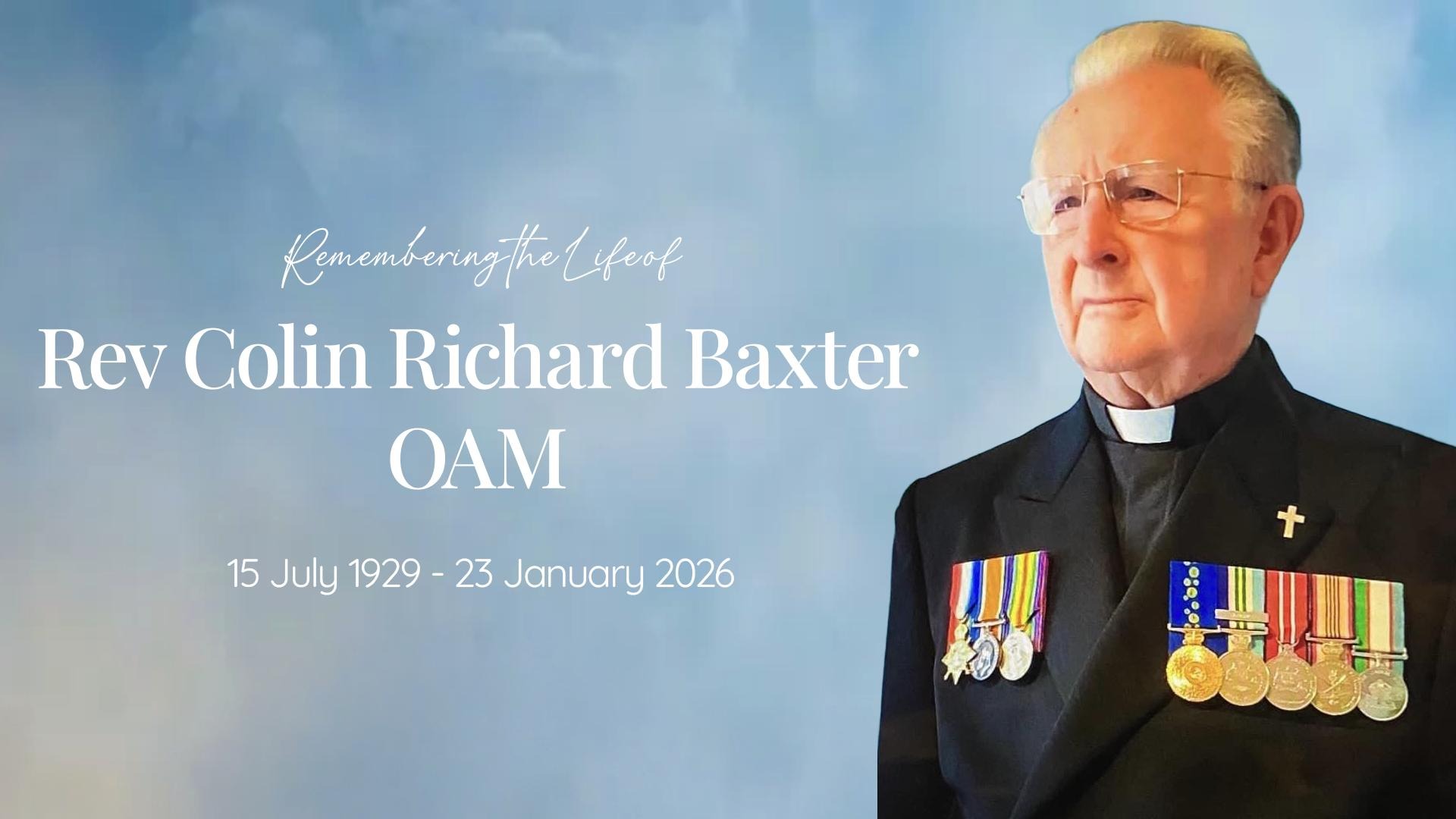 Portrait of Rev Colin Richard Baxter OAM
